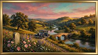 Framed Art Vintage Americana Countryside Painting — Frame tv Art with Music
