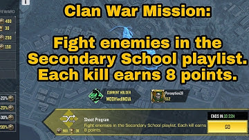 How to Fight in the Secondary School Playlist | Each kill Earns 8 Points | Clan War Mission CODM