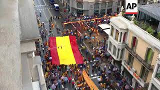 Pro-spain march and rally in central barcelona