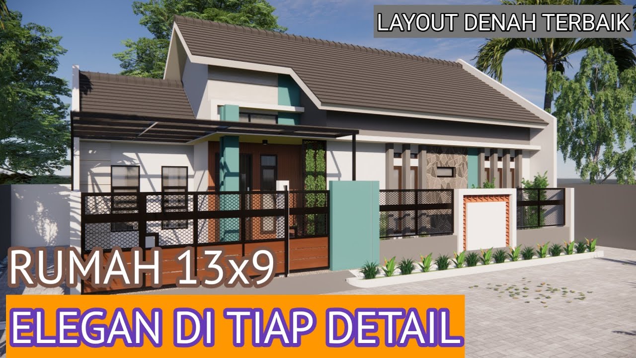 Desain Rumah Melebar ke Samping 13x9 Meter
