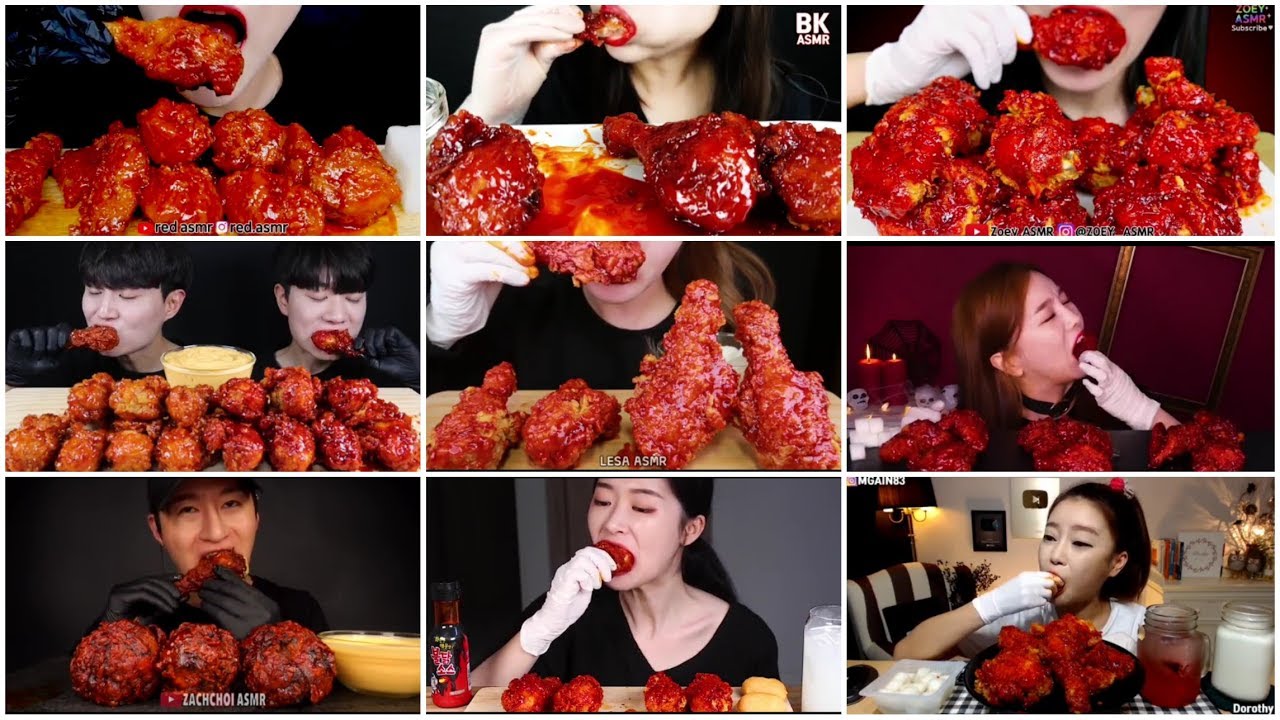 ASMR EXTREMELY NUCLEAR FIRE FRIED CHICKEN COMPILATION BY YOUR FAVORITE MUKBANG CHANNELS 🍗🔥