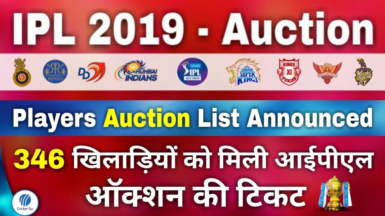 IPL 2019 : Complete List of IPL 2019 Player's Auction List Announced