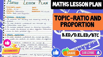 Ratio and proportion lesson plan | Maths lesson plan | Class-6/7/8 #lessonplan #ctet #deled #maths