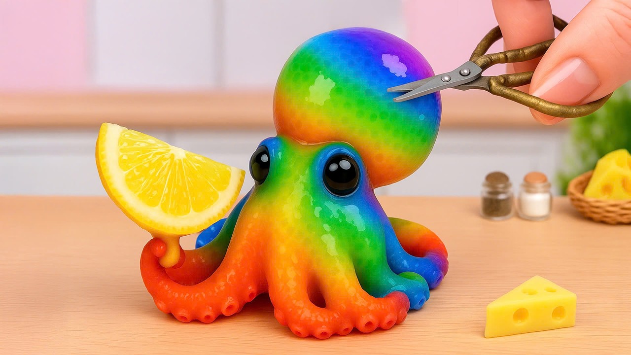 Best Of Seafood 🐙 Miniature Korean Fried Baby Octopus And Fried Potato 😍 Cute Cooking Corner