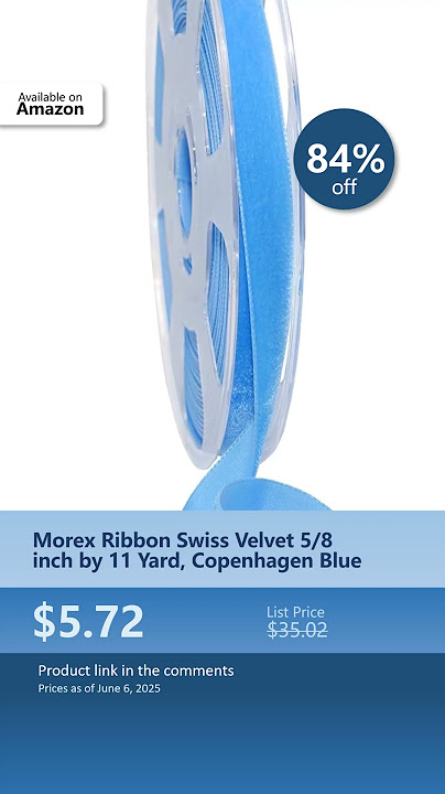 Morex Ribbon Swiss Velvet 5/8 inch by 11 Yard, Copenhagen Blue