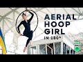 Aerial hoop girl  180 degrees 4k  5k  6k vr 3d