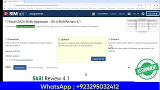 Excel 2024 Skills Approach - Ch 4 Skill Review 4.1|SIMnet Assignment| Excel 2024 Skills Approach