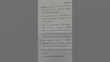 Materials management June 2024 question paper IGNOU MBA mmpo -006, mmpo006