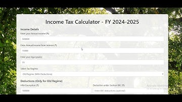 Income Tax Calculator  Using HTML5 css and JavaScript || Free Download code From Description