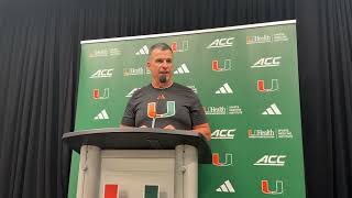 Miami Hurricanes coach Mario Cristobal post-Pittsburgh