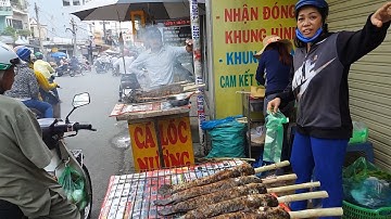 Street Food Saigon Vietnam 2017 - Grilled Snake Head Fish - Ca Loc Nuong via Than Tai