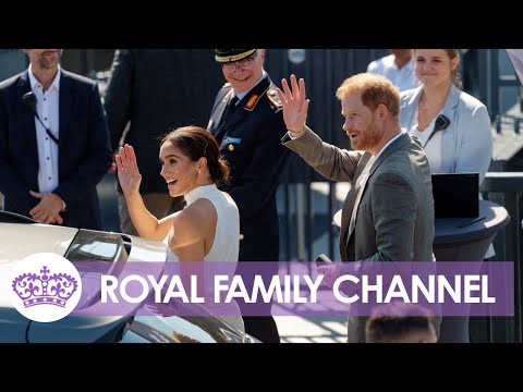 Harry and meghan welcomed by hundreds of fans in germany