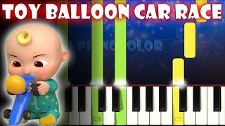 Toy Balloon Car Race - Cocomelon Nursery Rhymes | Piano Tutorial | Karaoke