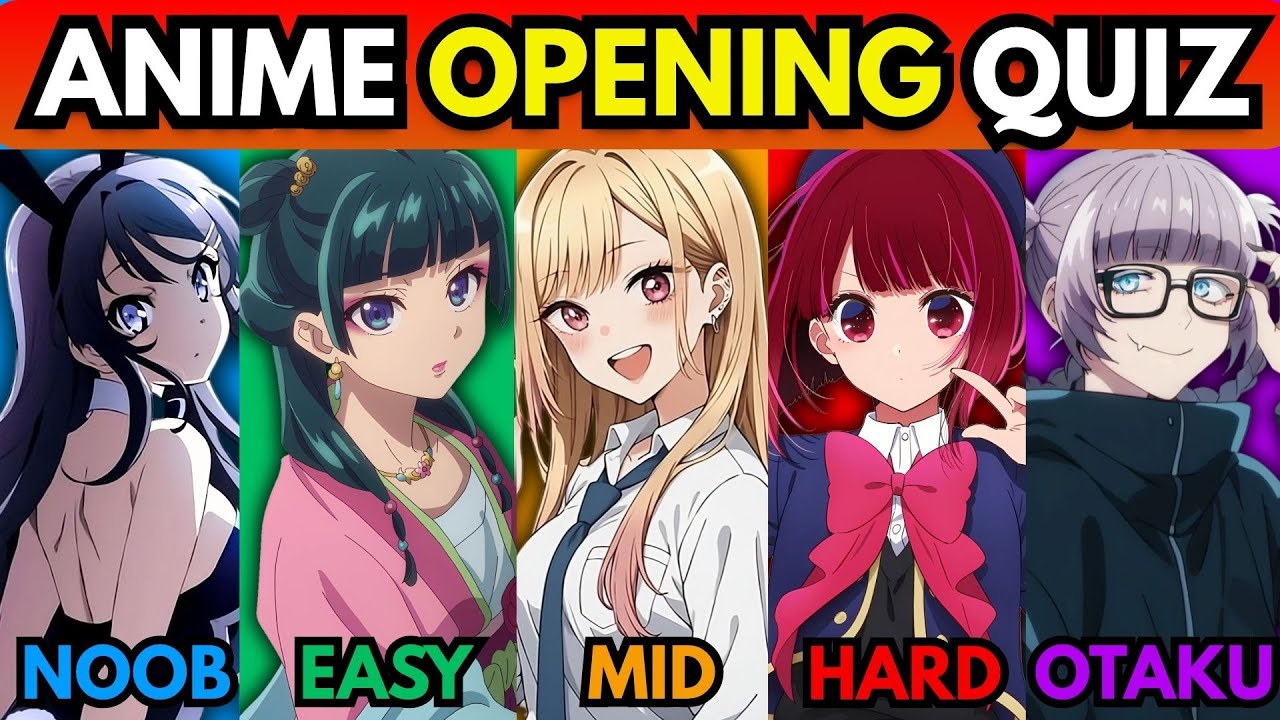 ANIME OPENING QUIZ🔥 - 100 Openings [VERY EASY - VERY HARD]