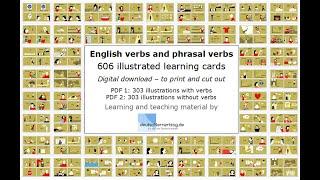303 English verbs and phrasal verbs - illustrated learning cards