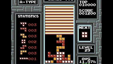 NES tetris - my first 10 lines on a level 29 start