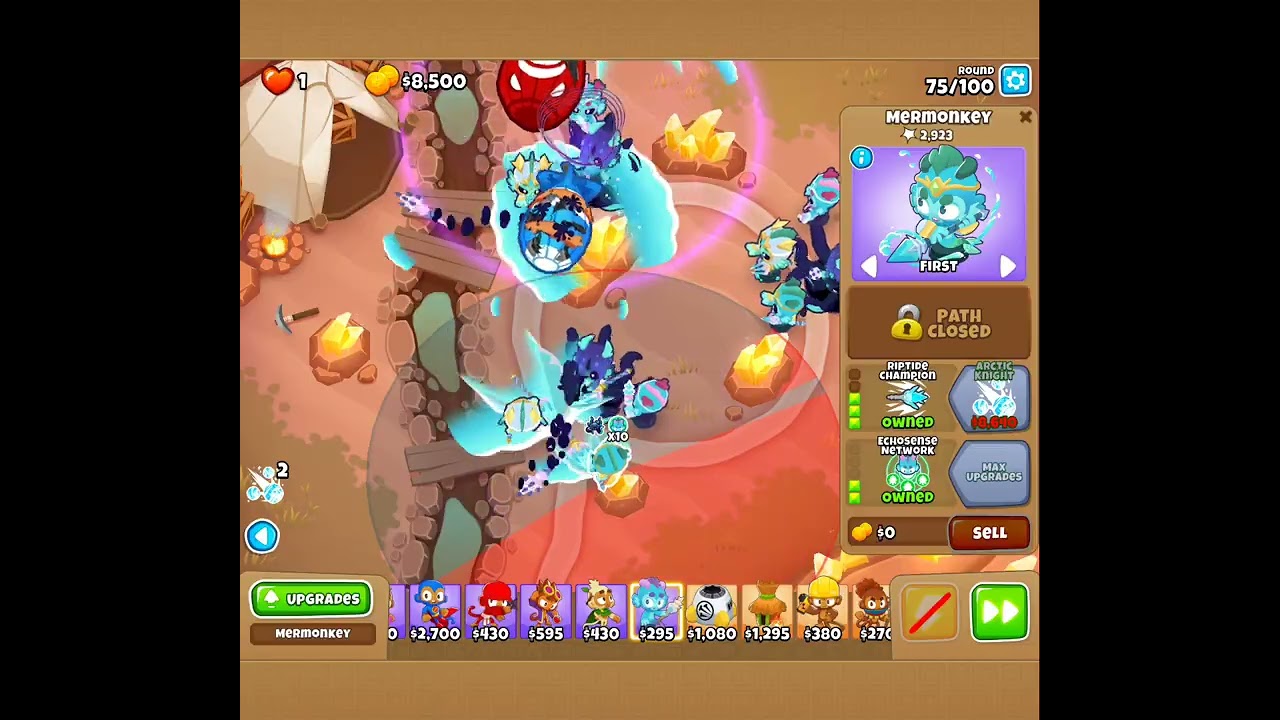 BTD6 Beat Three Mines Round CHIMPS Mermonkies Only