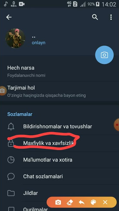 Telegramda nomer yashirish