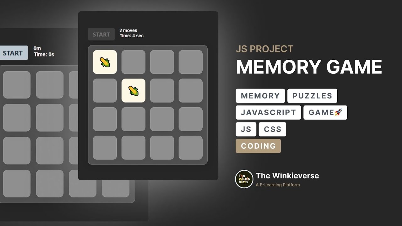 Build A Memory Card Game | Pure JavaScript Project [ Flip Animation+ ...