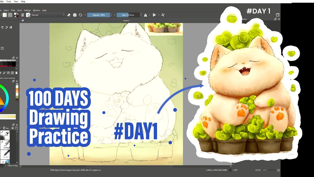 🦋 Welcome to Day 1 of my 100 Days Art Challenge! #catdrawing - YouTube