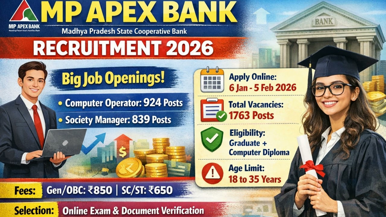 MP Apex Bank Recruitment 2026 | 1763 Posts | Computer Operator & Society Manager 
