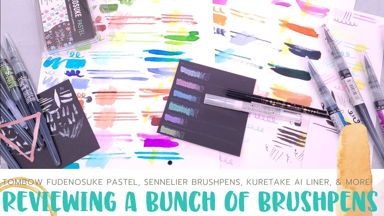 Tombow Fudenosuke Pastel, Sennelier Brushpens, Kuretake AI Liner- Reviewing a Bunch of Pens