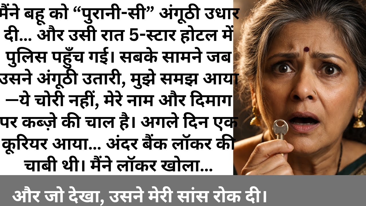 **“बहू ने मेरी ‘पुरानी’ अंगूठी उधार ली… फिर पुलिस के सामने निकली बैंक लॉकर की चाबी!”**