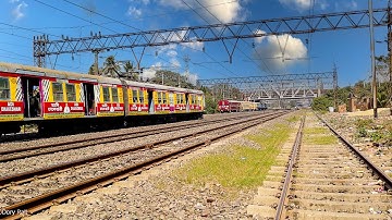 Very delightful high speed crossing scenario of EMU Train crossing and chasing RDSO trial run Train