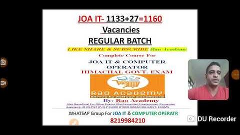 |JOA IT| Free Online coaching classes for JOA IT. Regular batch for JOA IT .Qualification