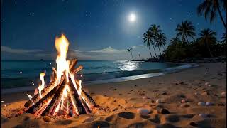 Night Beachfire Harmony – Relaxing Ocean Waves and Fire Crackles for Deep Rest
