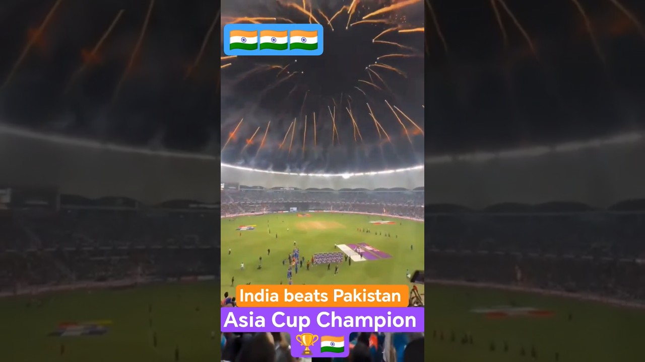 Fireworks in Dubai stadium after India beats Pakistan to win the Asia Cup 2025 