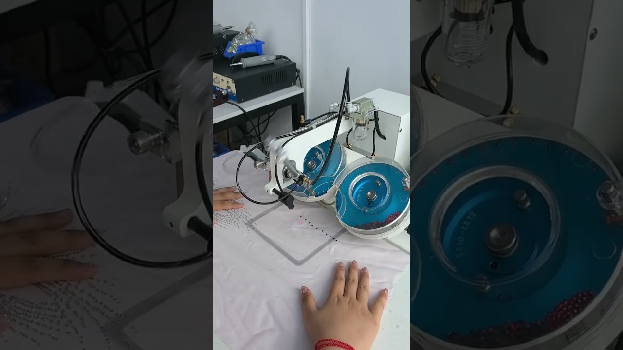 Semi-auto hotfix rhinestone machine dots of rhinestones on tulle