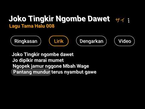 Story' Wa Lagu Joko Tingkir Ngombe Dawet...