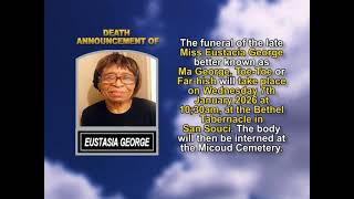 Eustasia George  ~ Short Obituary