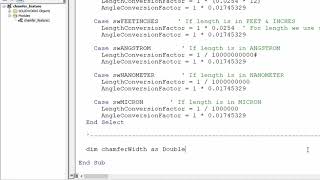 Solidworks Macro – Create Chamfer
