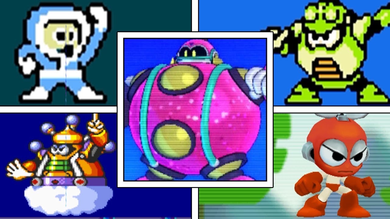 Evolution Of Robot Masters Bosses Intro Screen Animations In Mega Man Series Mega Man 1 11 Youtube