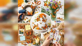 Overview: Chuangdi 48 Pcs Feather Butterfly Decorations for Spring 3size Monarch Wall & Party De...