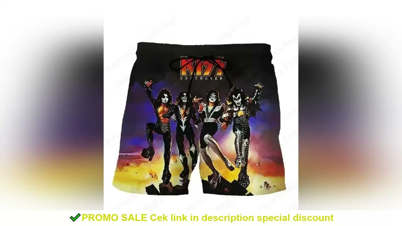Kiss 3D Print Beach Shorts Men Women Board Short Sport Gym Swim Trunks Kiss Band Swimsuit Quick Dry