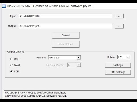 PLT to PDF/ HPGL to PDF (batch) conversion - HPGL2CAD [HD]