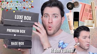 Boxycharm Triple Unboxing! Boxyluxe vs Premium vs Base! DECEMBER 2021 try on