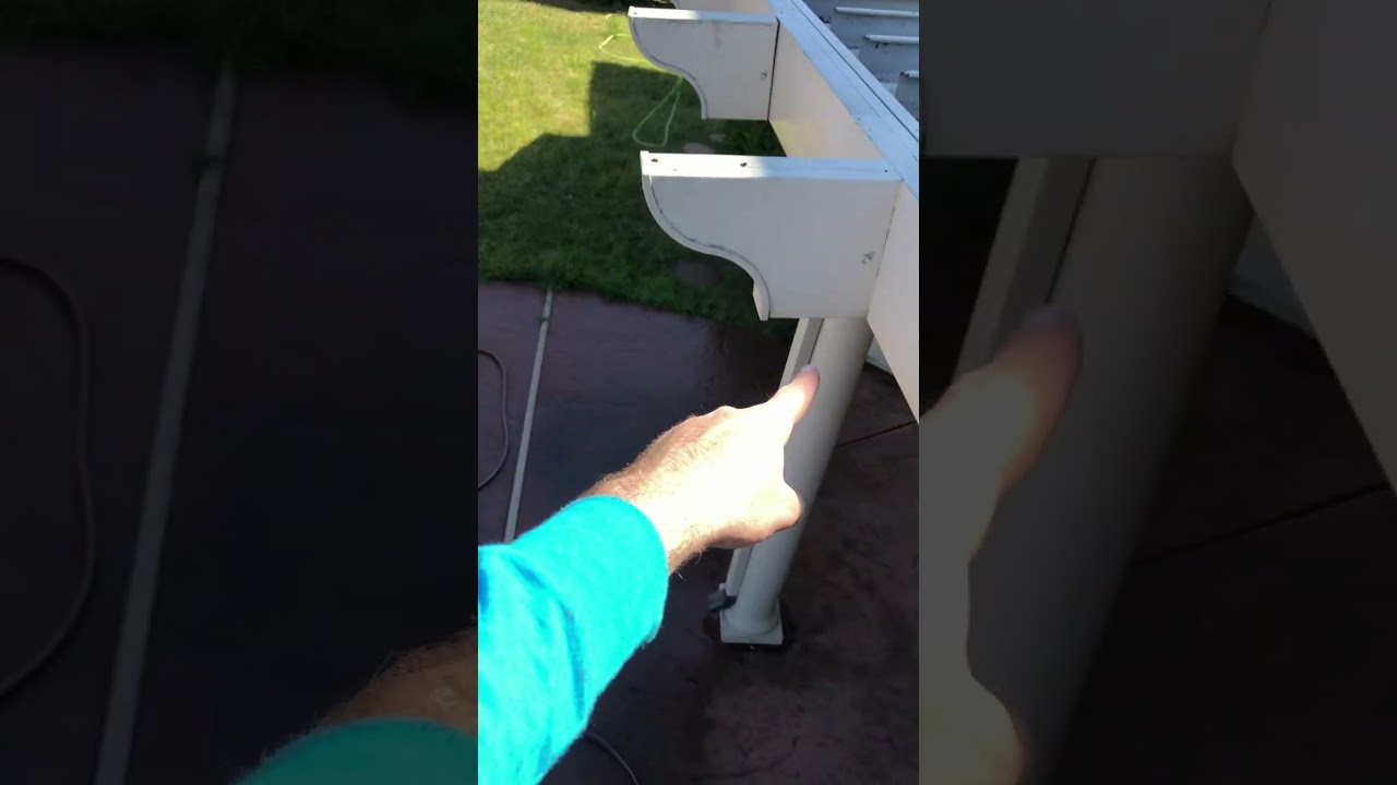 How to [Gutter cleaning- Clean one arm’s length on each side of an aluminum patio cover downspout]