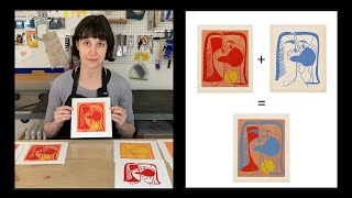 Artist Demonstrating Picasso’s Reduction Linocut Technique