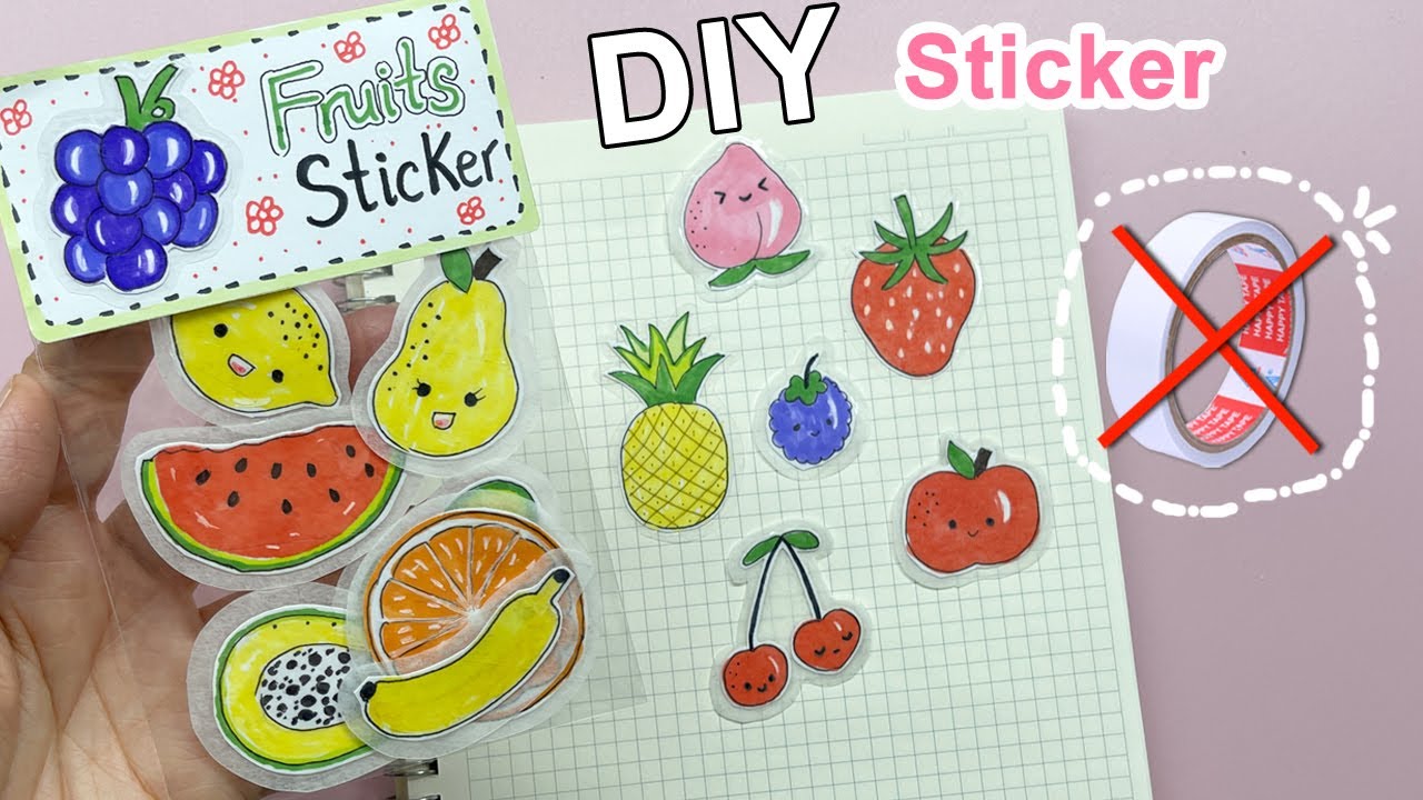 How to make Fruit Stickers without using 2-sided tape | DIY fruits ...