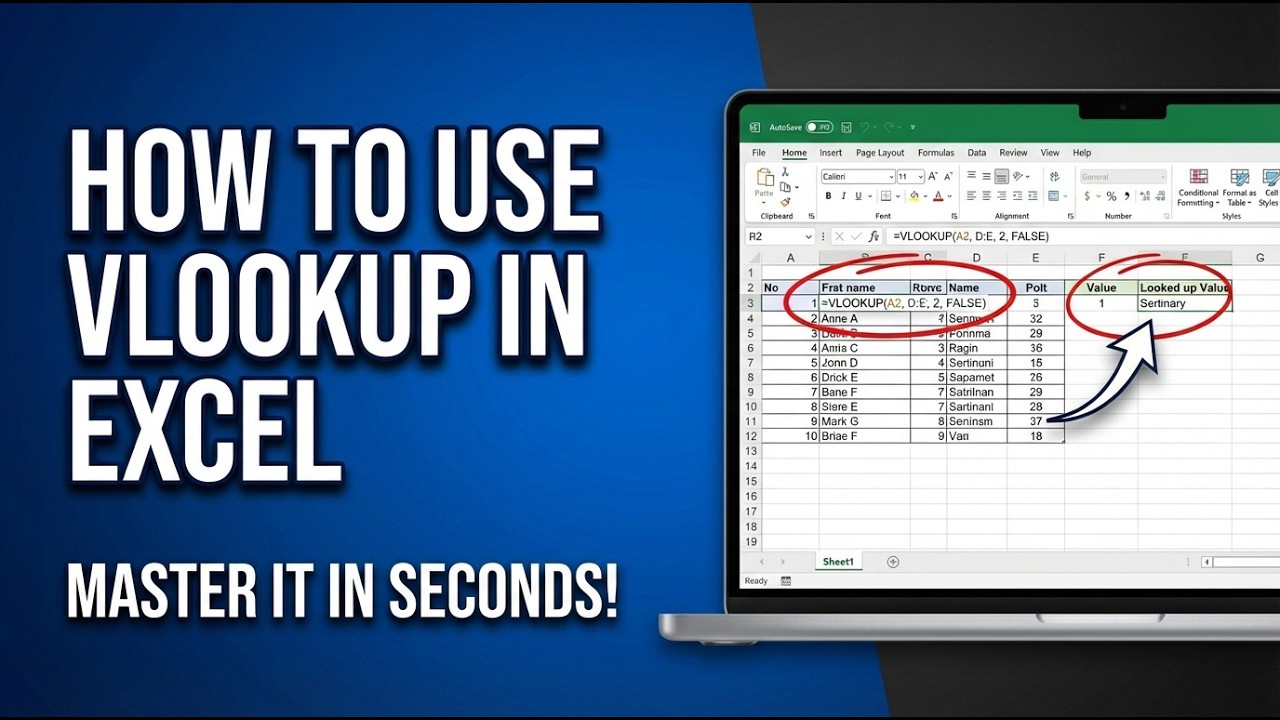 How to Use VLOOKUP in Excel (Step-by-Step for Beginners) - YouTube