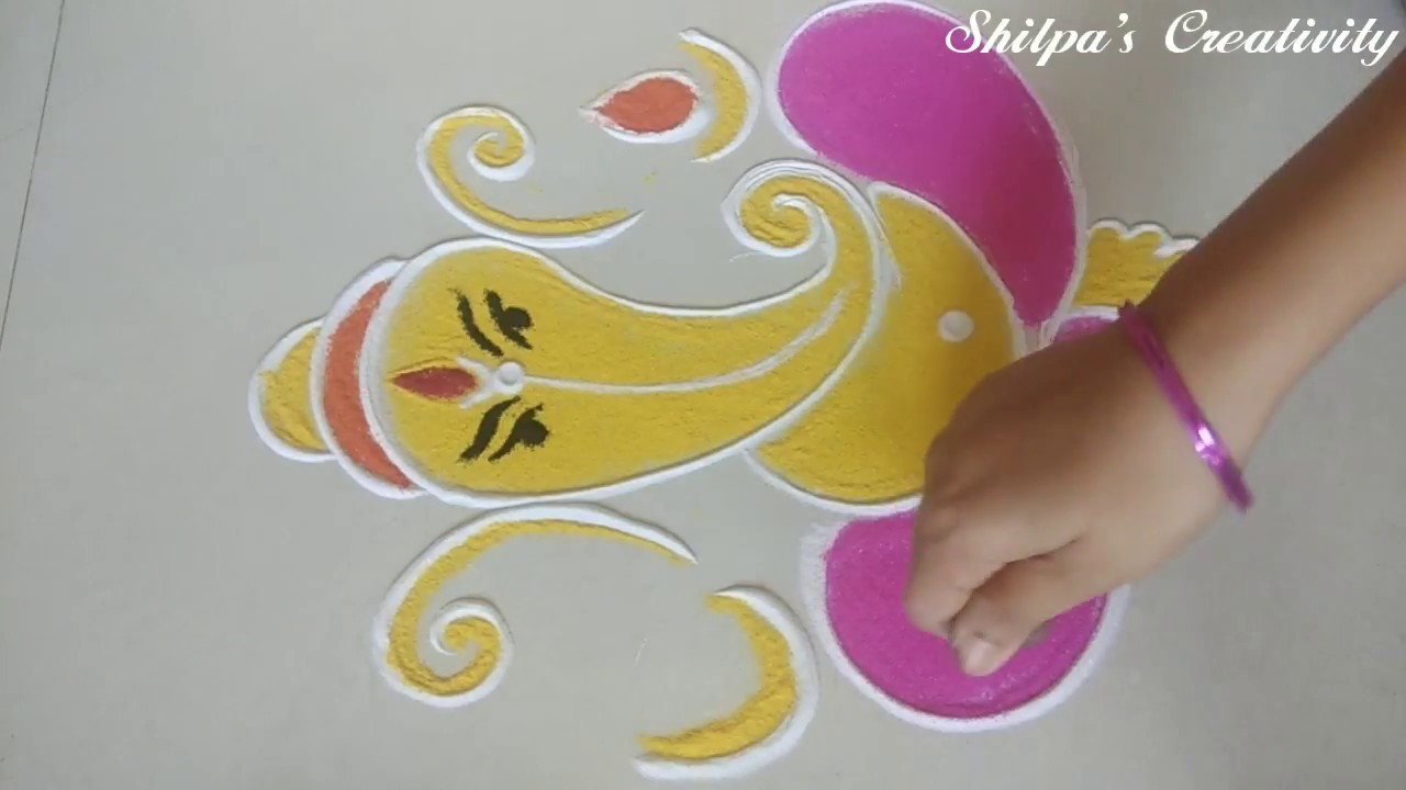 very Easy Ganesha Rangoli Designs - YouTube