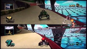 Mario Kart Wii Split-Screen Race at Koopa Cape