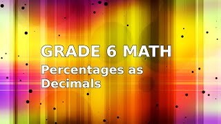 Math Lesson 3.8 - Percentages as Decimals