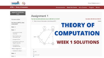 Assignment 1 || Theory of Computation || week - 1 solutions || NPTEL Swayam || July 2021