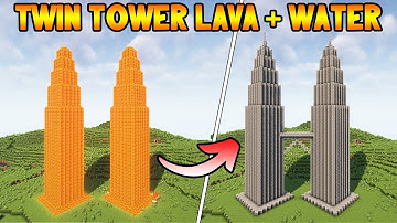 Minecraft: How to Build Twin Tower using Lava & Water