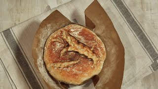 Хлеб без замеса в чугунке - с эффектом "как из дровяной печи". Пошаговый рецепт